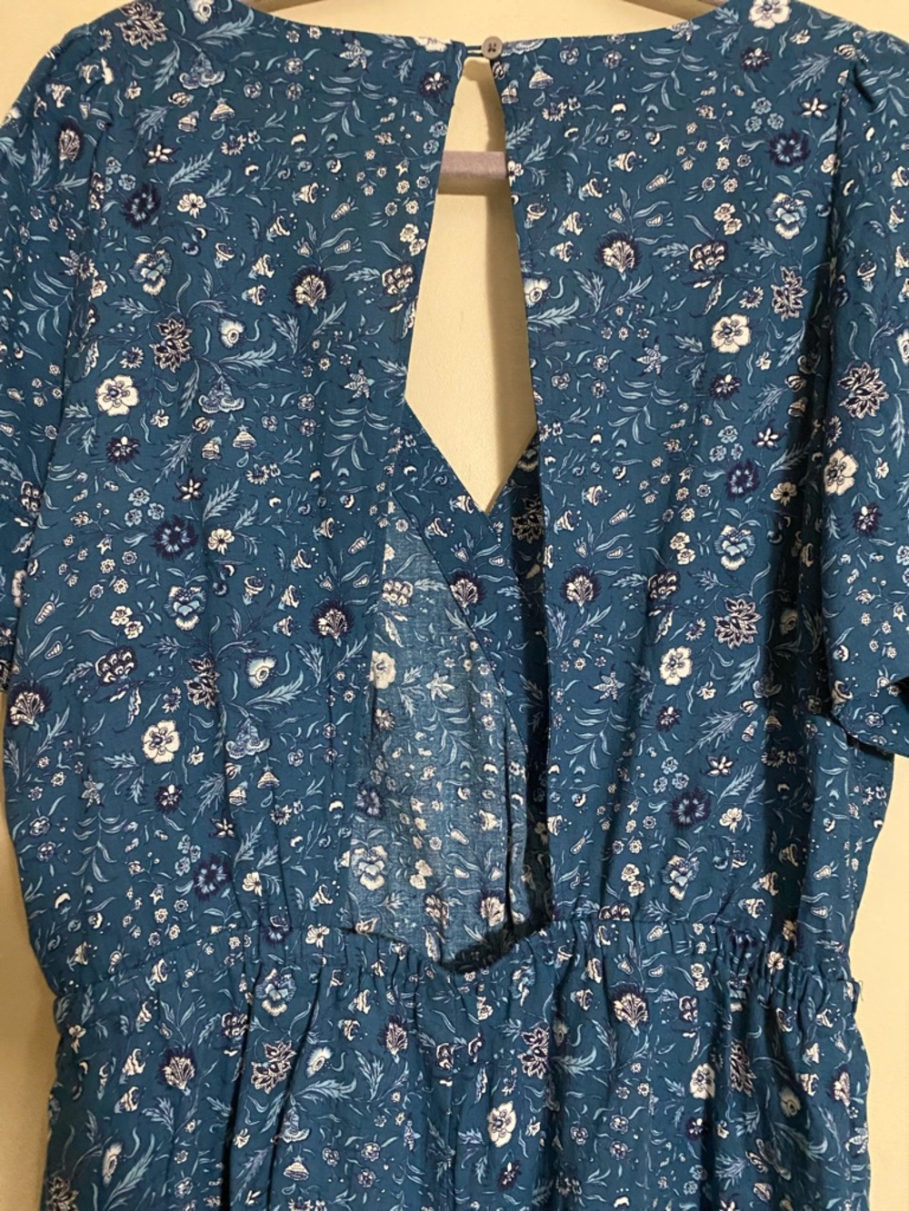 LOFT Teal Floral V-Neck Romper - Picture 4 of 5